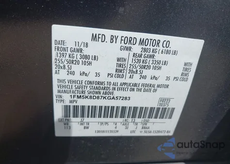 2019 Ford Explorer Xlt from USA, damaged, VIN 1FM5K8D87KGA57283